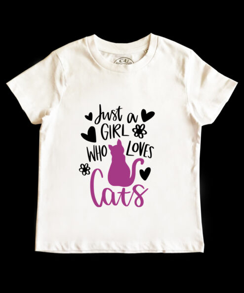 Tricou bumbac-Just a Girl Who Loves Cats, Copii