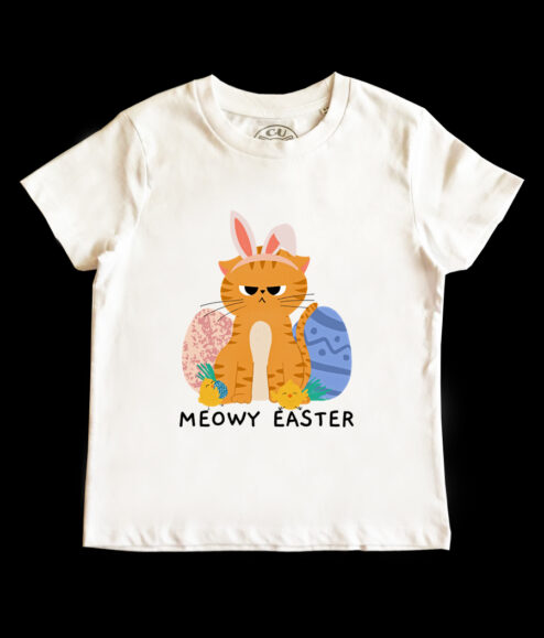 Tricou bumbac-Meowy Easter, CopiiTricou bumbac-Meowy Easter, Copii