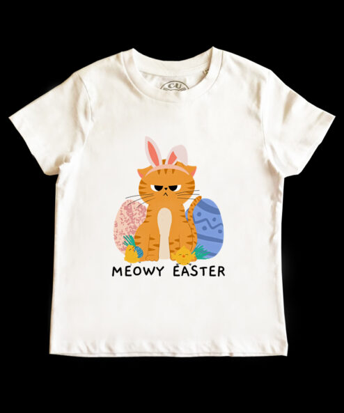 Tricou bumbac-Meowy Easter, CopiiTricou bumbac-Meowy Easter, Copii