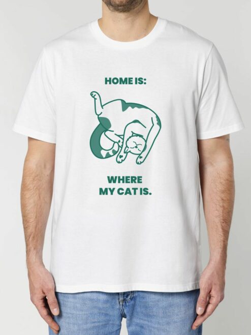 Tricou din bumbac organic Premium-Home is where My Cat is, Barbati