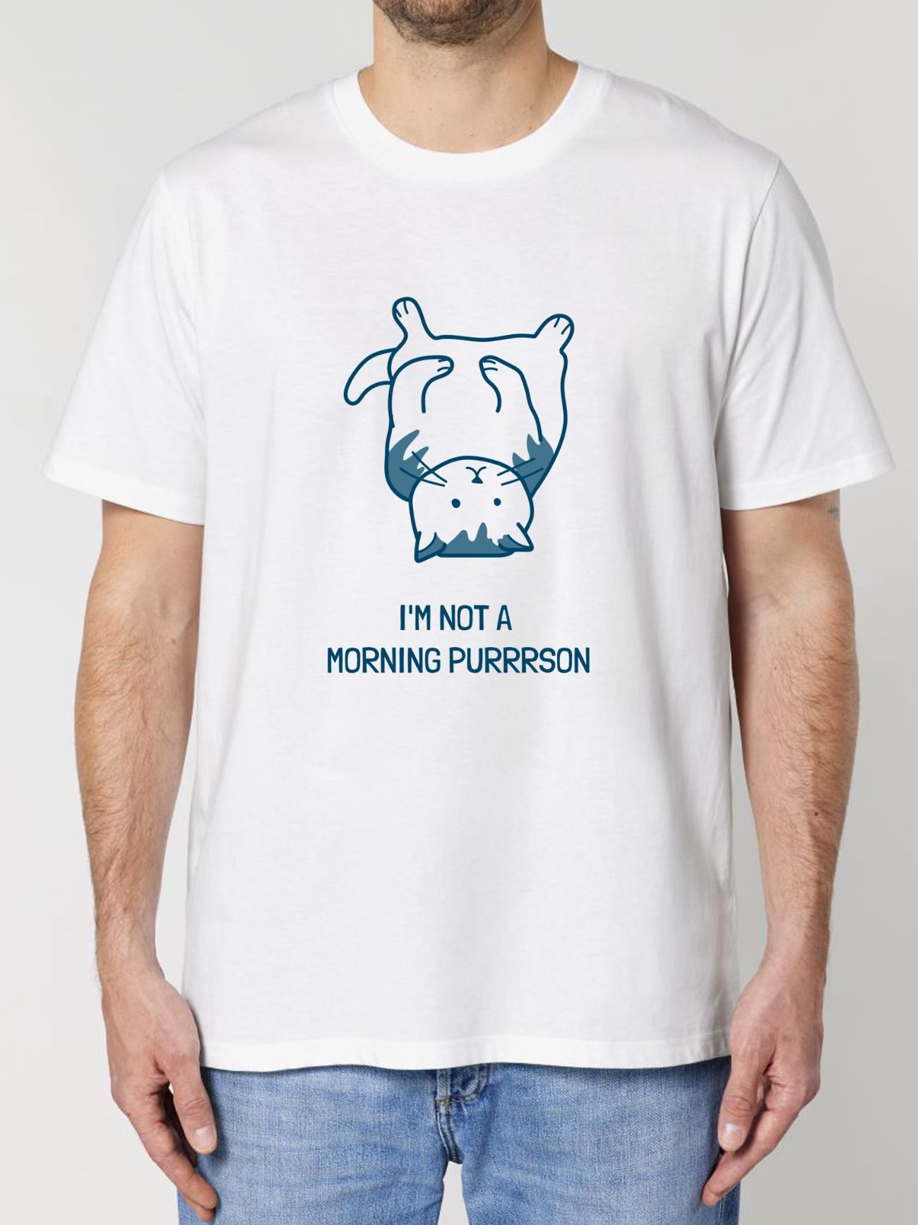 Tricou din bumbac organic Premium-I'm not a Morning PURRRSON, Barbati