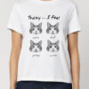 Tricou bumbac organic-Cat Mood, Femei-Alb
