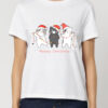 Tricou bumbac organic-Christmas Cats, Femei-Alb