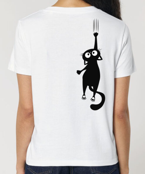 Tricou bumbac organic-Hanging Cat, Femei