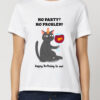 Tricou bumbac organic-Happy Birthday (Black Cat), Femei