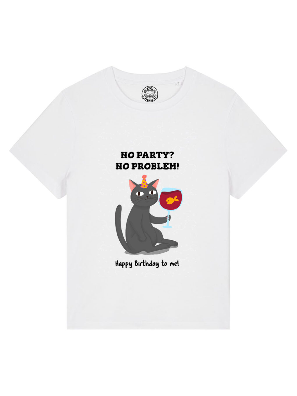 Tricou bumbac organic-Happy Birthday (Black Cat), Femei