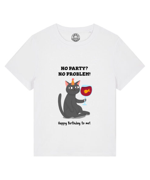 Tricou bumbac organic-Happy Birthday (Black Cat), Femei