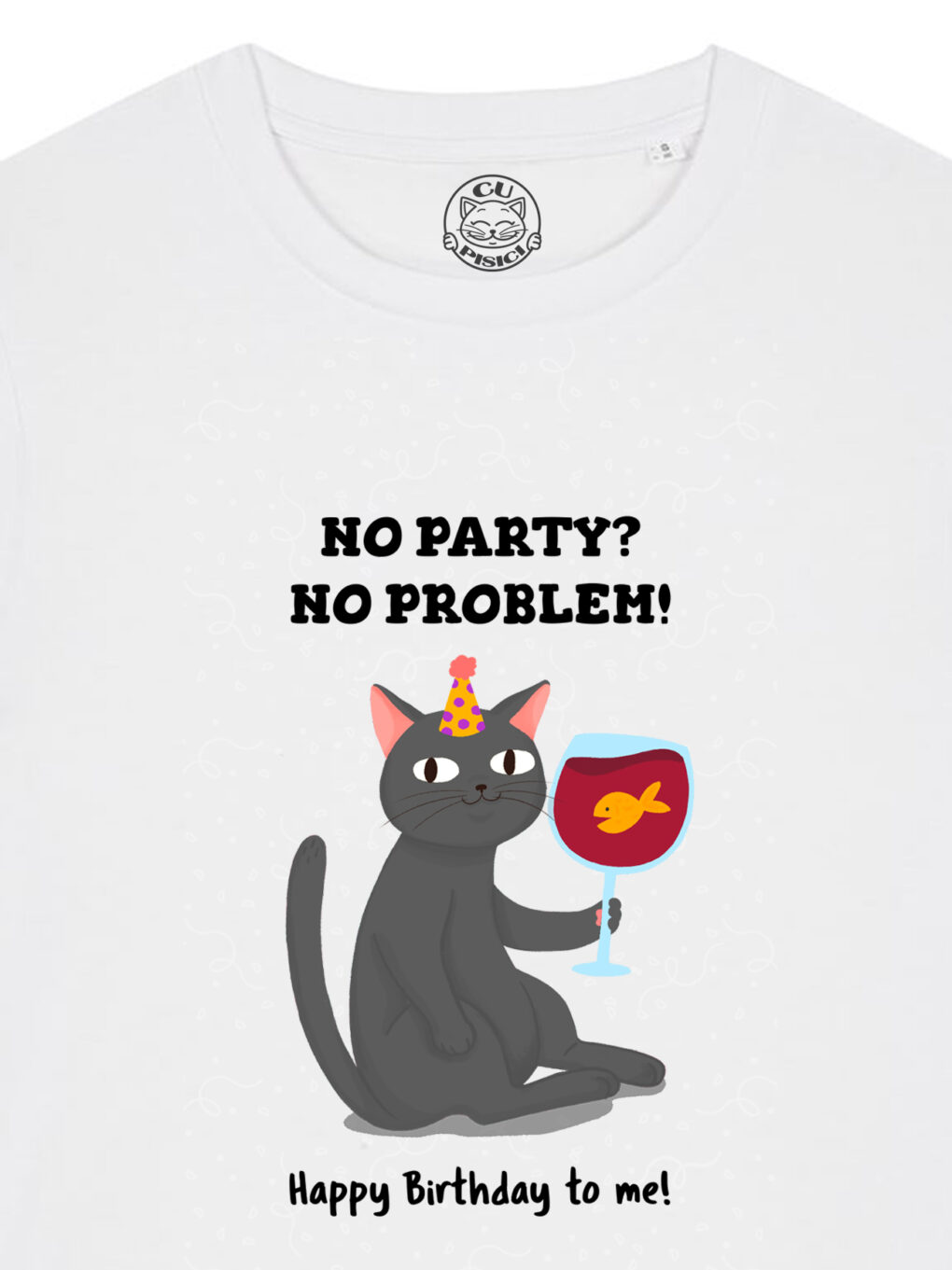 Tricou bumbac organic-Happy Birthday (Black Cat), Femei