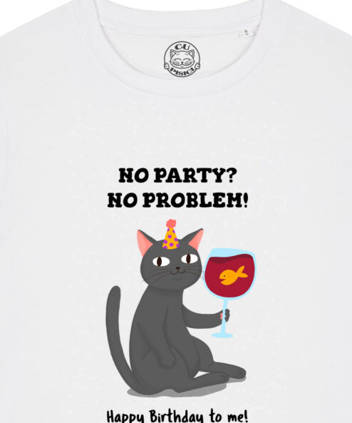 Tricou bumbac organic-Happy Birthday (Black Cat), Femei