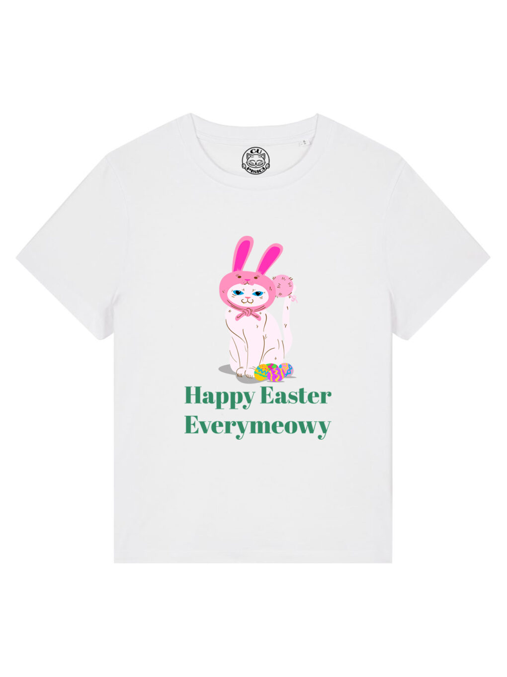 Tricou bumbac organic-Happy Easter Everymeowy, Femei