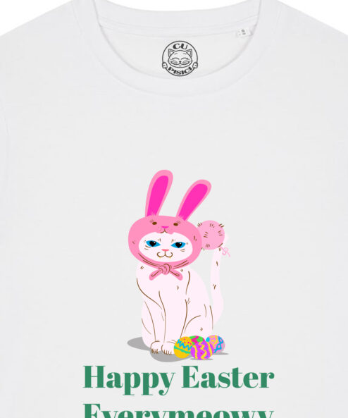 Tricou bumbac organic-Happy Easter Everymeowy, Femei