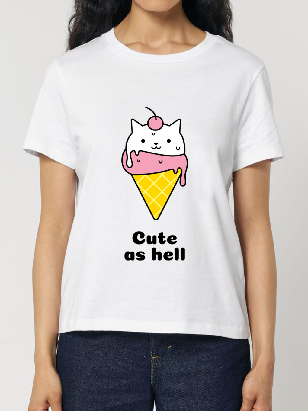 Tricou bumbac organic-Ice cream Cat, Femei