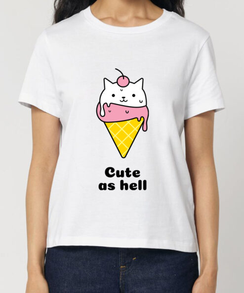 Tricou bumbac organic-Ice cream Cat, Femei