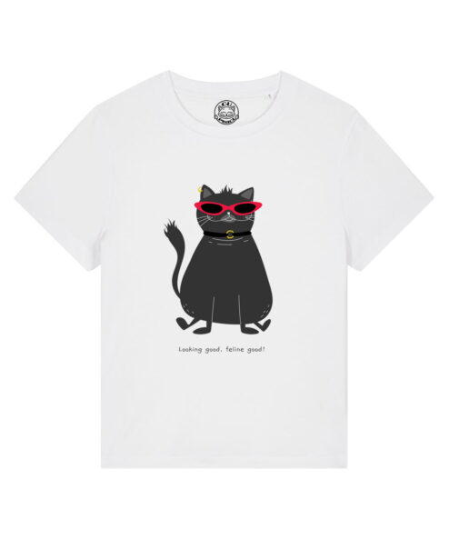 Tricou bumbac organic-Looking good, feline good, Femei