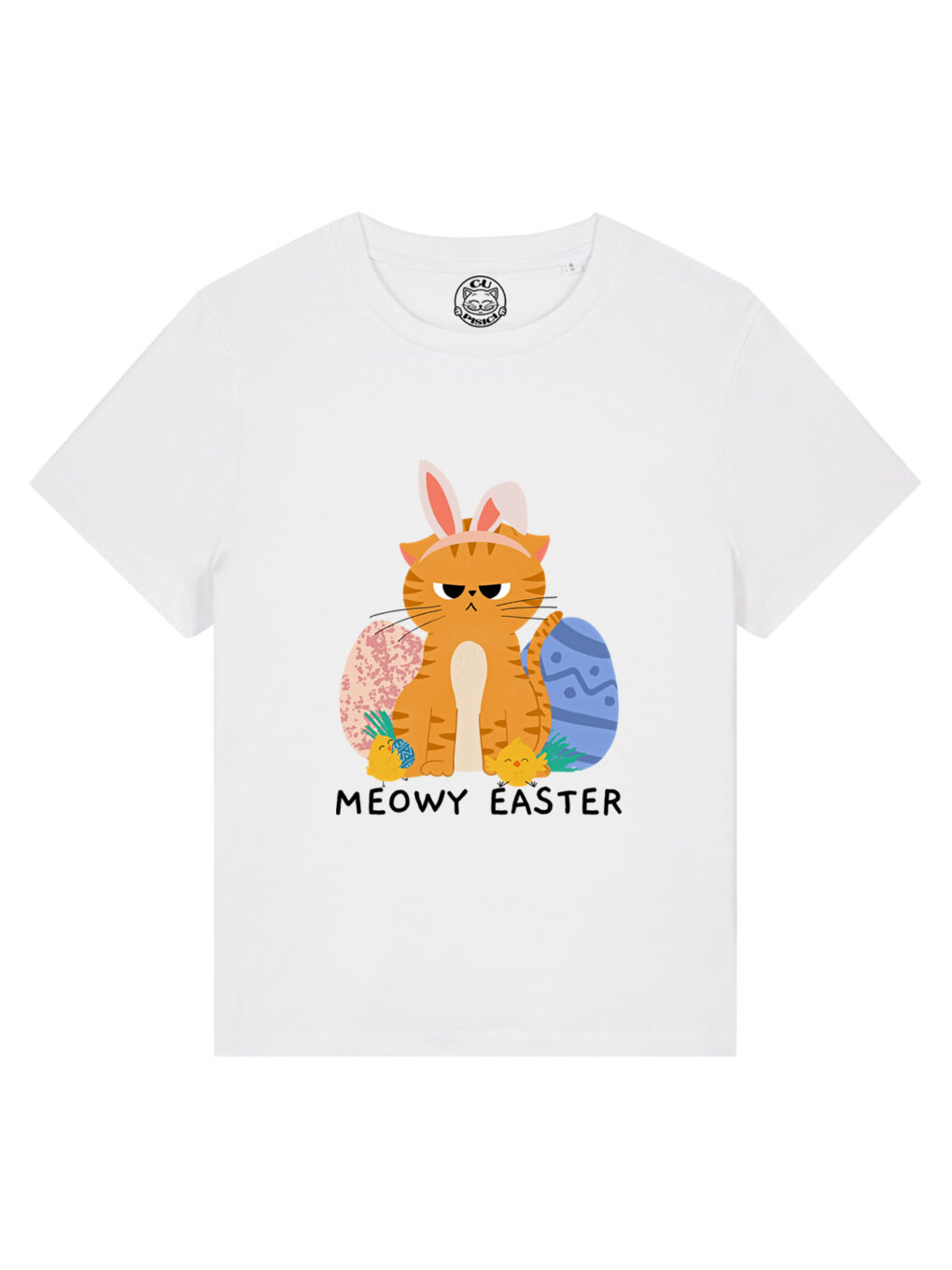 Tricou bumbac organic-Meowy Easter, Femei