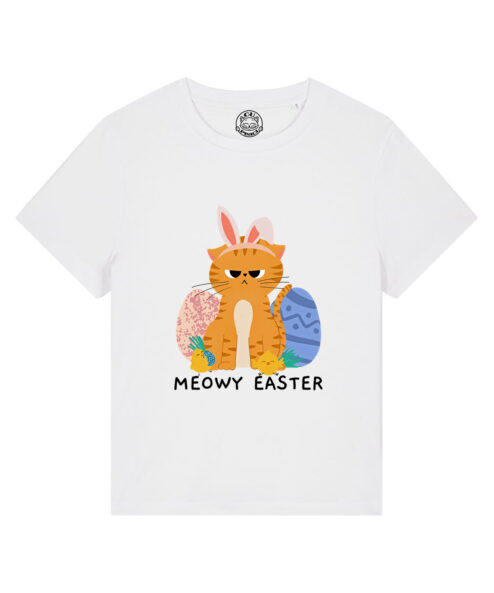 Tricou bumbac organic-Meowy Easter, Femei