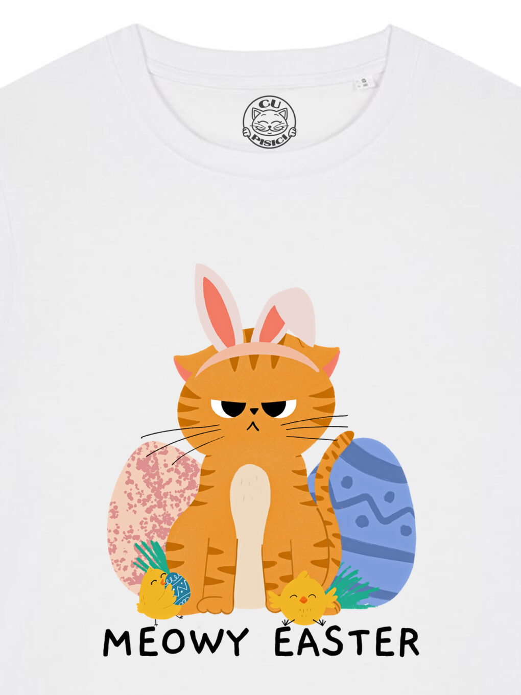 Tricou bumbac organic-Meowy Easter, Femei