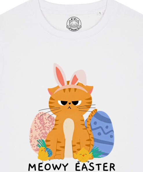 Tricou bumbac organic-Meowy Easter, Femei