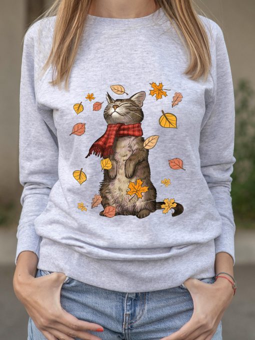 Bluza printata-Autumn Cat, Femei