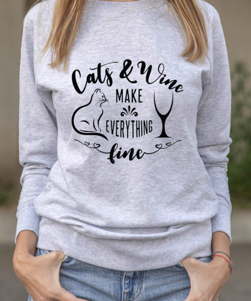 Bluza printata-Cats and Wine, Femei