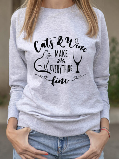 Bluza printata-Cats and Wine, Femei