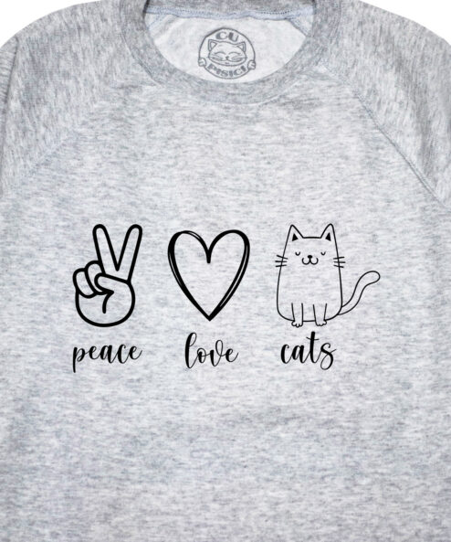 Bluza printata-Peace, Love, Cats-Femei