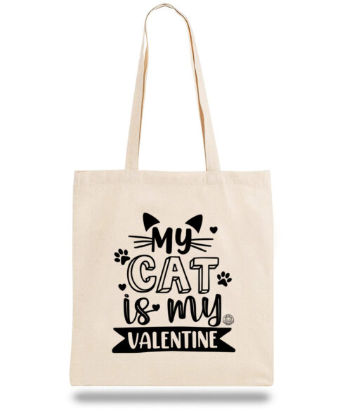 Geanta din bumbac-My Cat is My Valentine