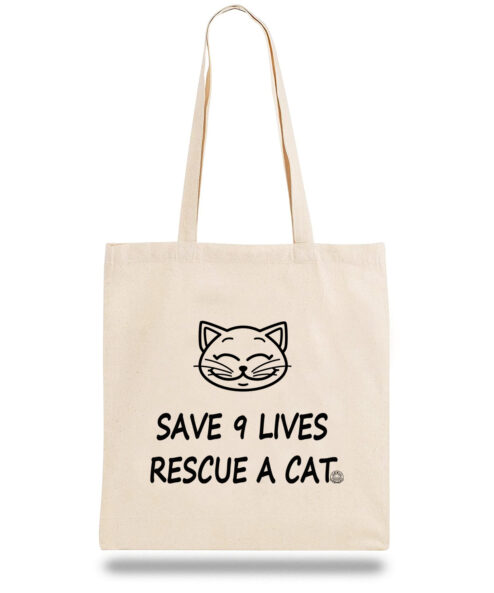 Geanta din bumbac-Save 9 Lives, Rescue a Cat