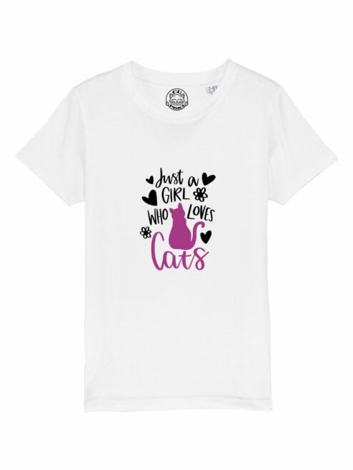 Tricou din bumbac organic Premium-Just a Girl Who Loves Cats