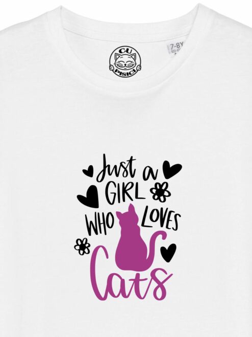 Tricou din bumbac organic Premium-Just a Girl Who Loves Cats