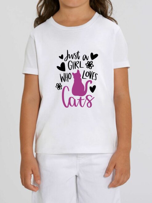 Tricou din bumbac organic Premium-Just a Girl Who Loves Cats
