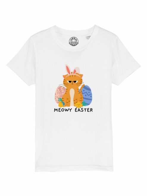 Tricou din bumbac organic Premium-Meowy Easter