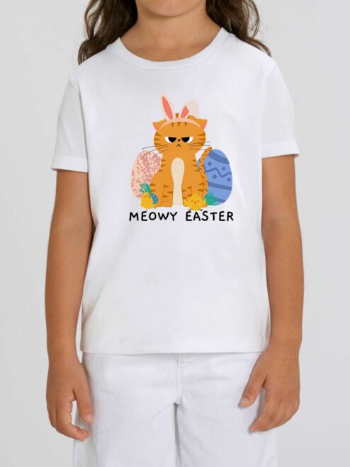 Tricou din bumbac organic Premium-Meowy Easter