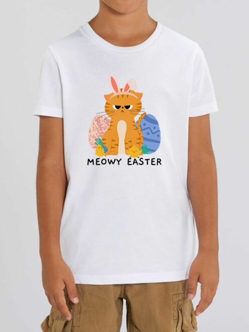 Tricou din bumbac organic Premium-Meowy Easter