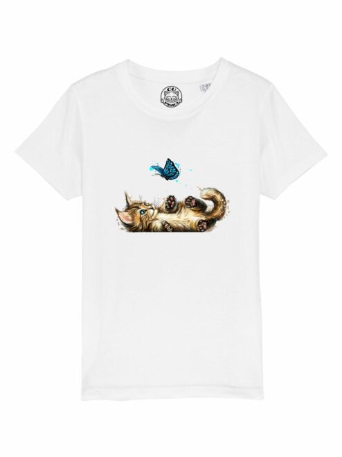 Tricou din bumbac organic Premium-Pisica si Fluture