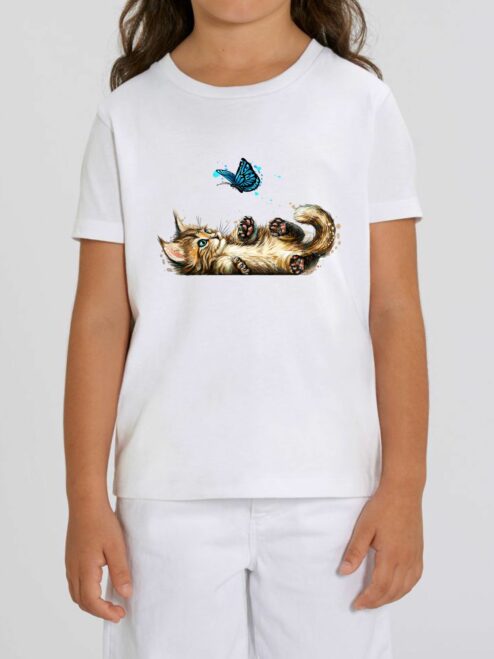 Tricou din bumbac organic Premium-Pisica si Fluture