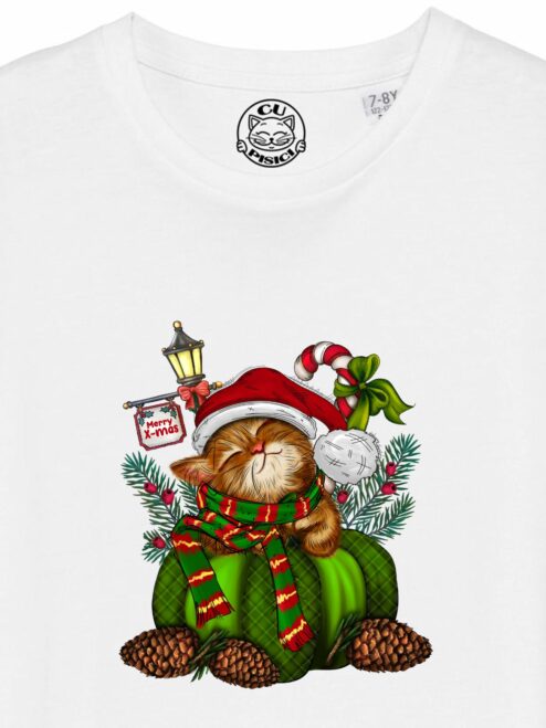 Tricou din bumbac organic Premium-Sweet Christmas Cat