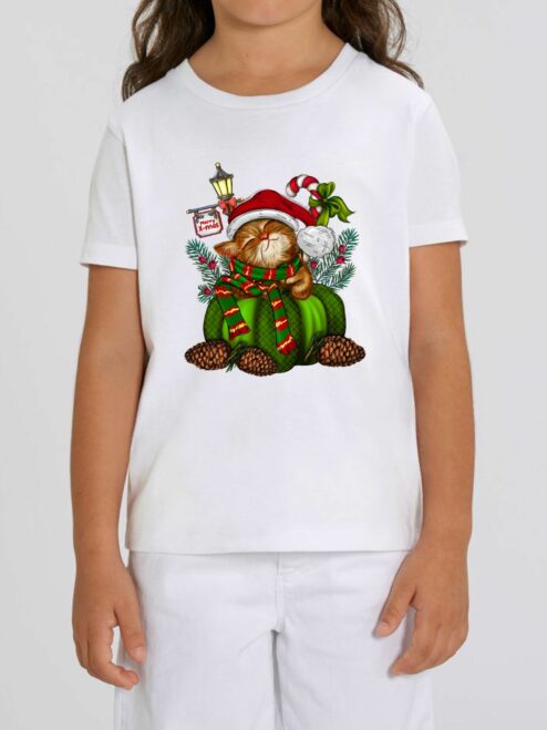 Tricou din bumbac organic Premium-Sweet Christmas Cat