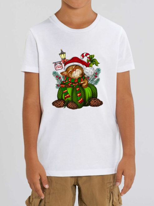Tricou din bumbac organic Premium-Sweet Christmas Cat