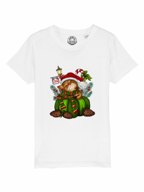 Tricou din bumbac organic Premium-Sweet Christmas Cat