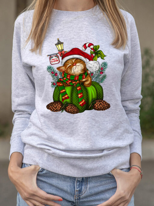Bluza printata-Sweet Christmas Cat, Femei