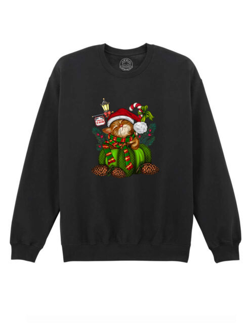 Bluza printata-Sweet Christmas Cat, Unisex