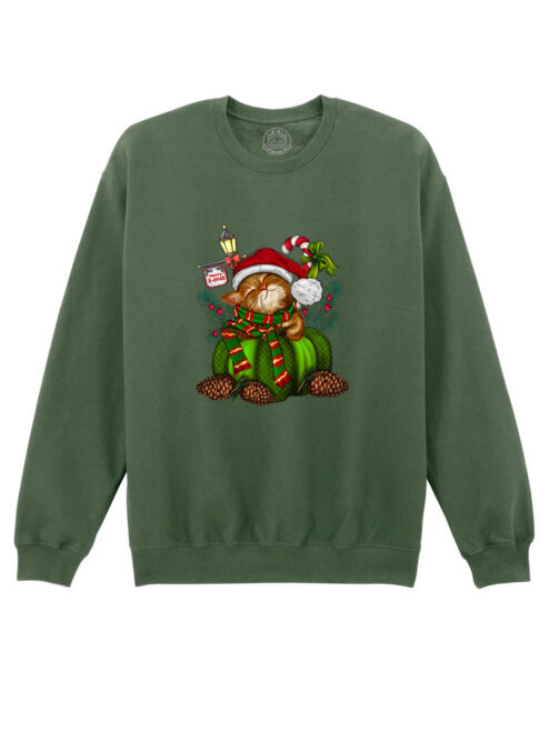 Bluza printata-Sweet Christmas Cat, Unisex