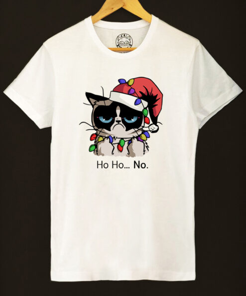 Tricou bumbac organic-Christmas Grumpy Cat, Barbati