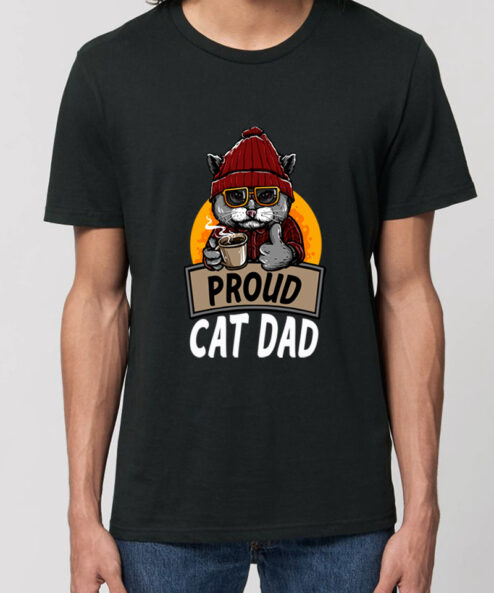 Tricou bumbac organic-Proud Cat Dad, Barbati