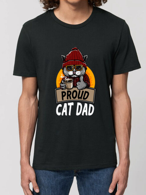 Tricou bumbac organic-Proud Cat Dad, Barbati