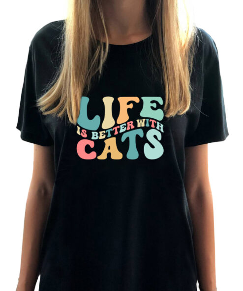 Rochie bumbac organic-Life is Better With Cats