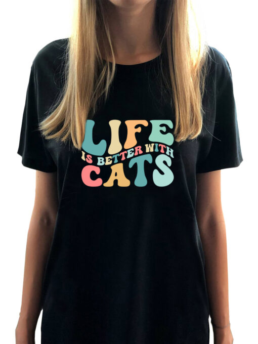 Rochie bumbac organic-Life is Better With Cats