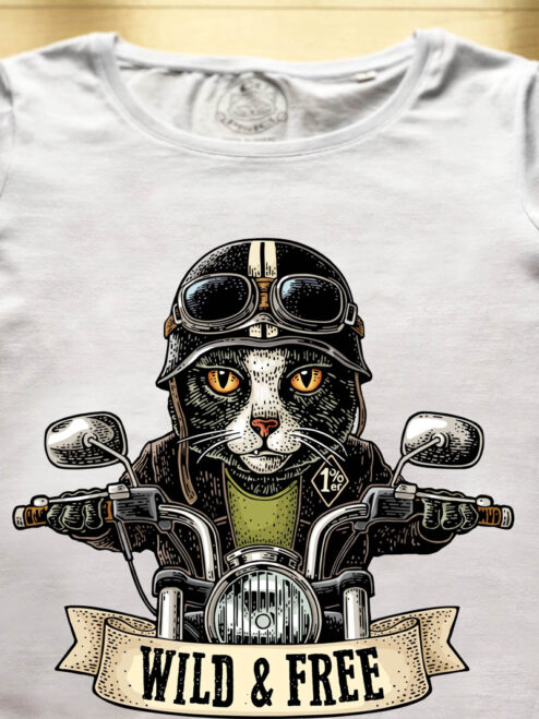 Tricou bumbac organic-Pisica Motociclista, Barbati