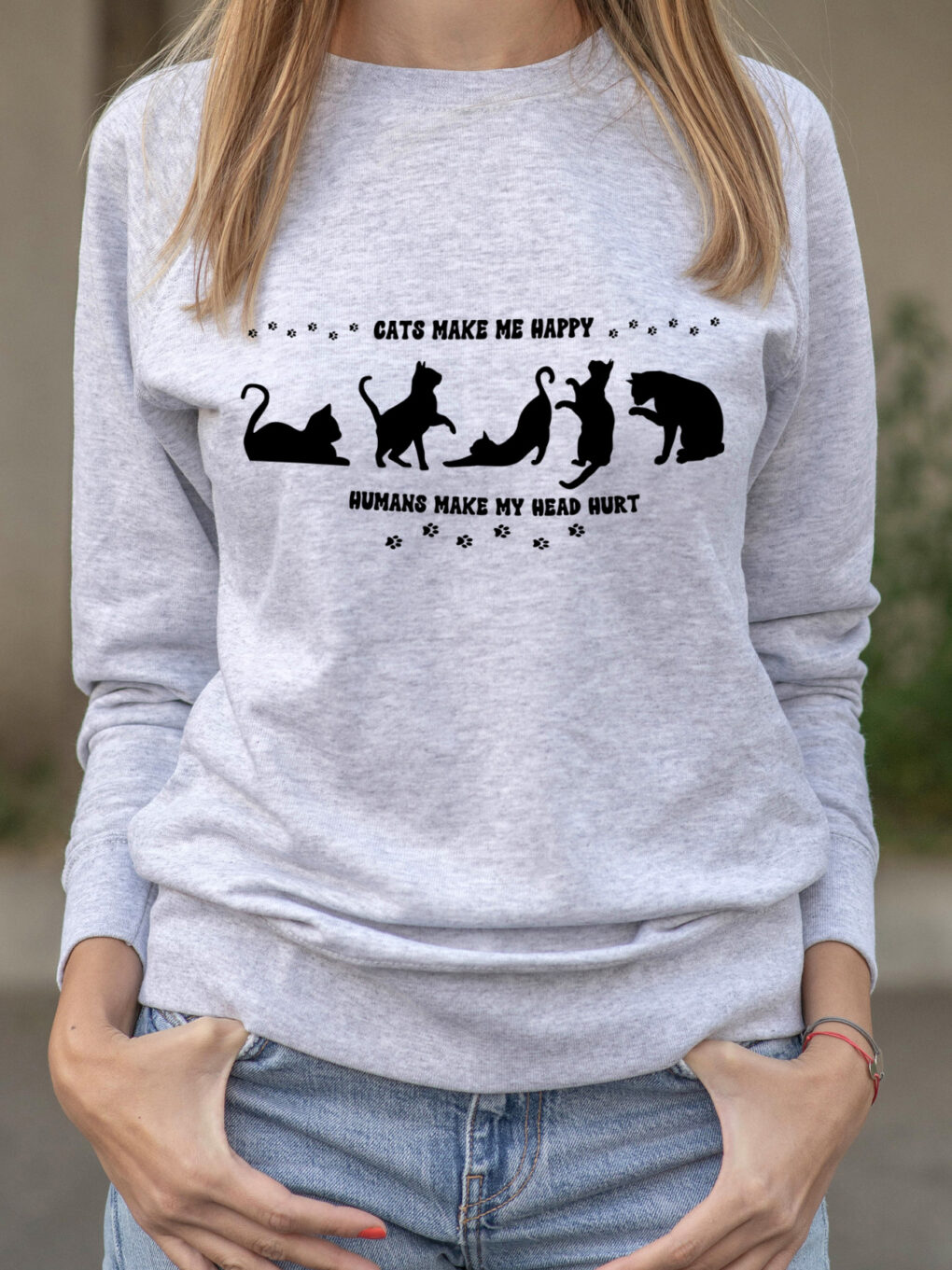 Bluza printata-Cats Make Me Happy